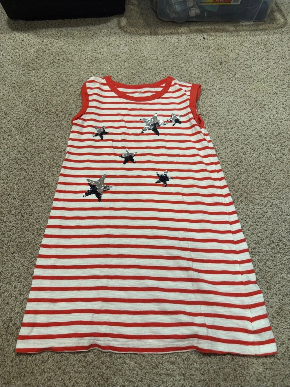 GAP Red & White Striped Sleeveless Dress with Sequin Stars